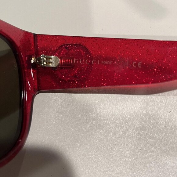 Gucci Glitter Round Frame Sunglasses GG0142SA Red - Picture 10 of 11